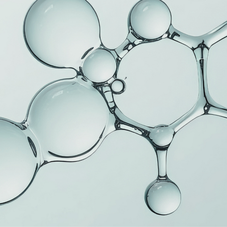Close-up illustration of molecular bubbles symbolizing skincare science and active ingredients.